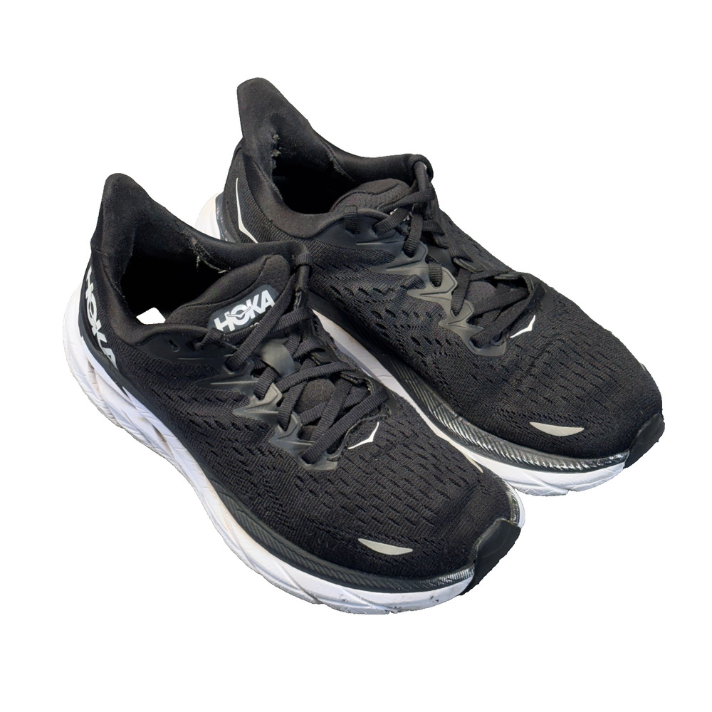 Hoka One One Clifton 8 Women's 7B Black White Running Shoe 1119394 BWHT